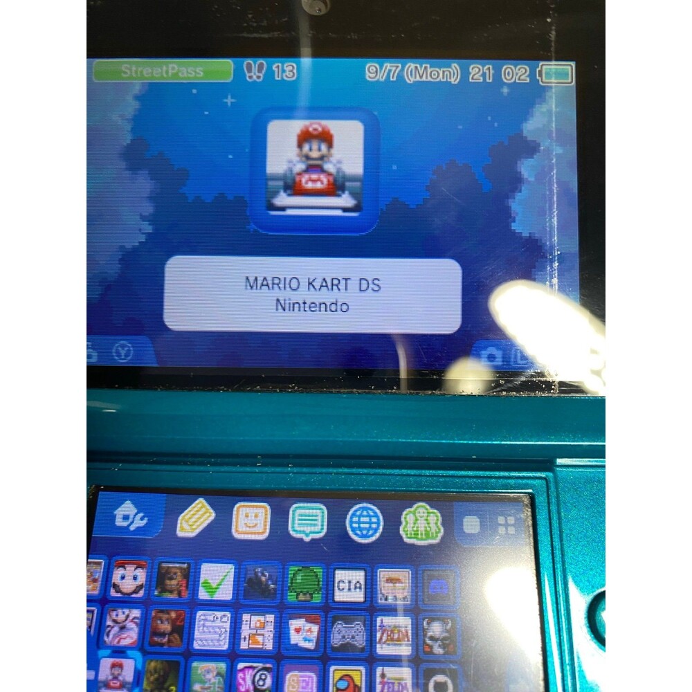 Nintendo 3DS Handheld Console Aqua Blue USA w Pokémon Mario Zelda games - Picture 8 of 9